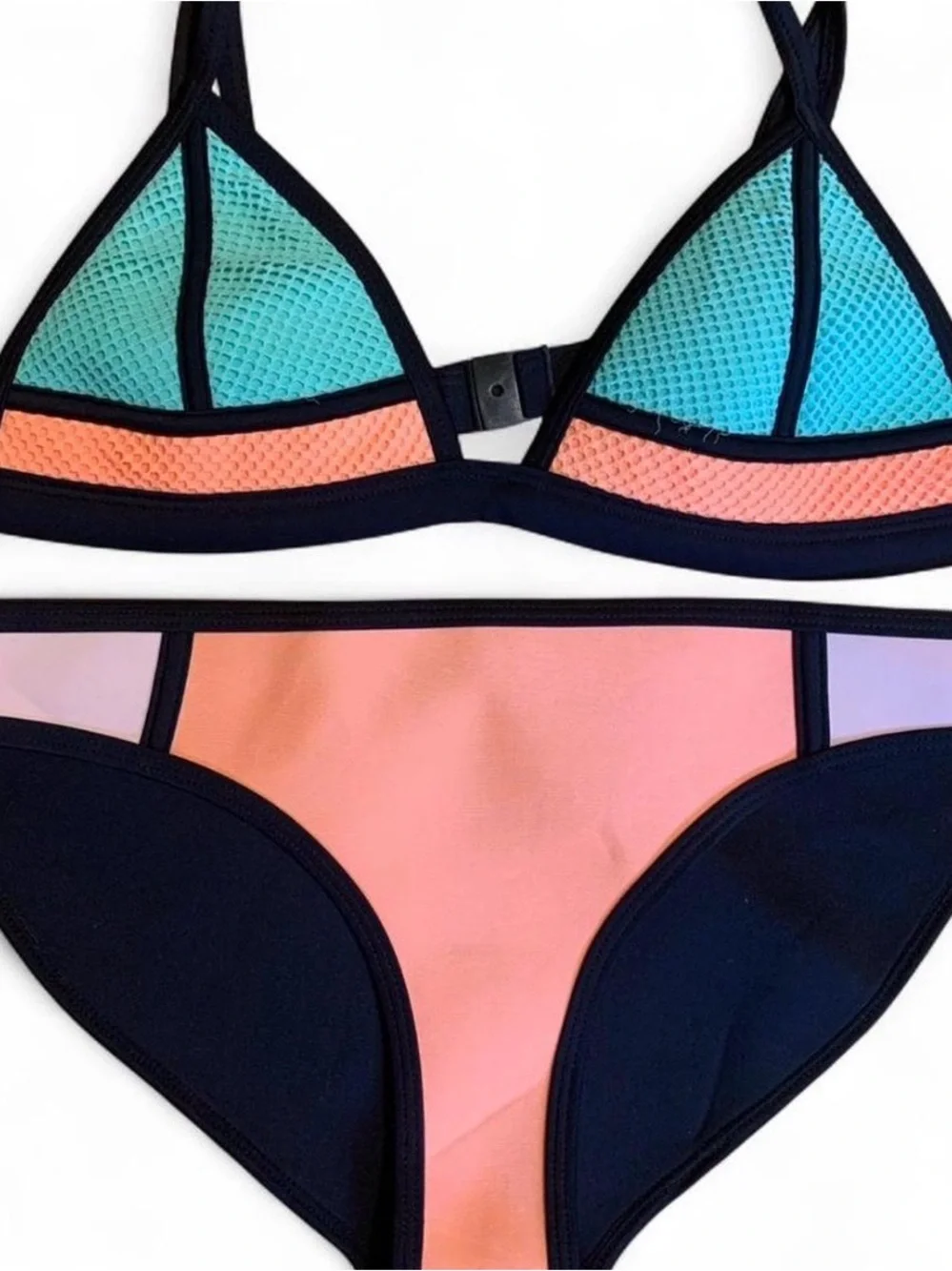triangl swimwear Colorblock Triangle Bikini in Coral, Aqua & Black